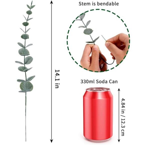 24pcs Eucalyptus Stems Artificial Eucalyptus Leaves Fake Greenery Branches - Picture 2 of 7